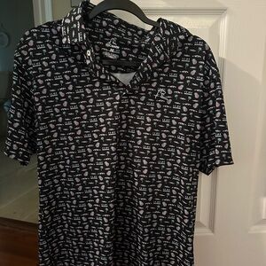 Rhoback Black and White Patterned Polo